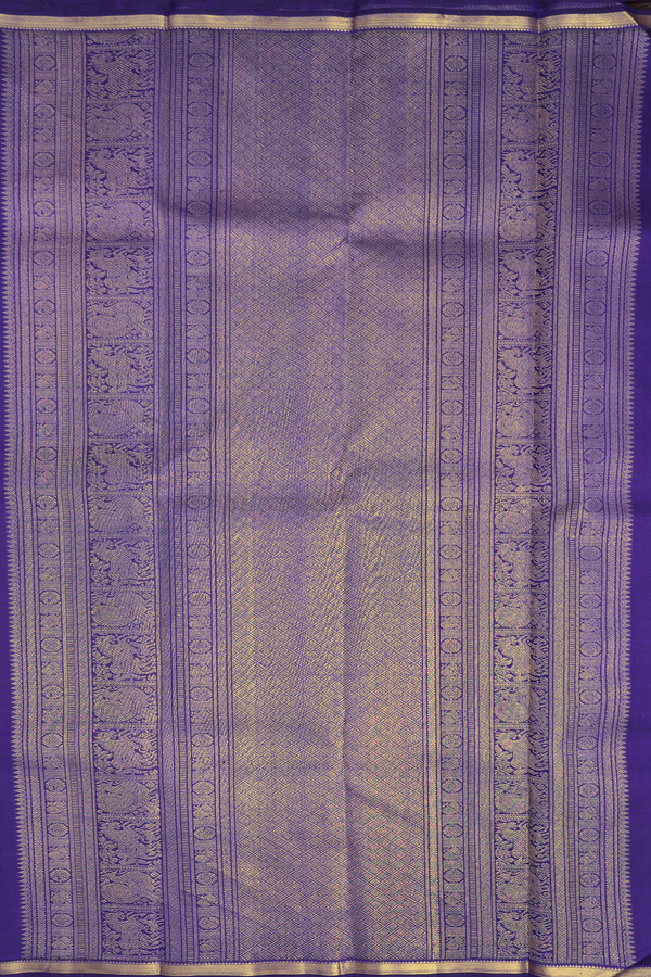 Kanchipuram Silk Saree In Royal Blue With Checks Design