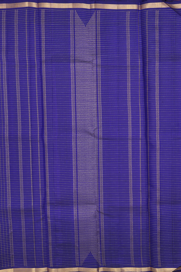 Kanchipuram Silk Saree In Royal Blue With Checks Design