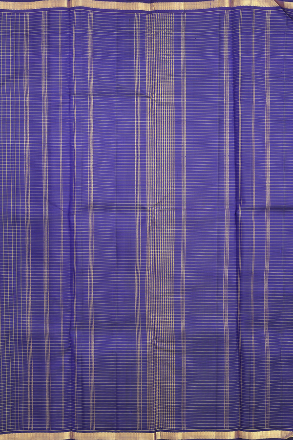 Kanchipuram Silk Saree In Royal Blue With Checks Design