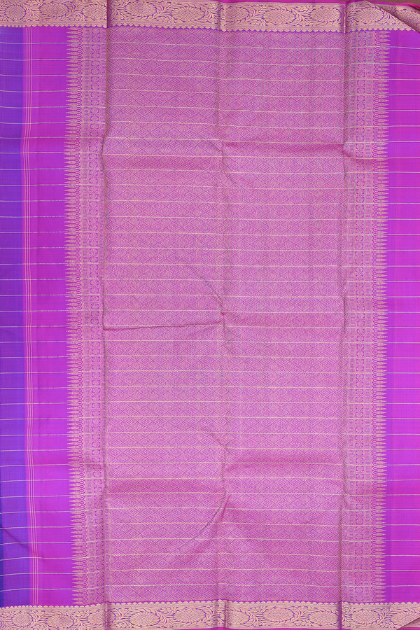 Kanchipuram Silk Saree In Royal Blue With Checks Design