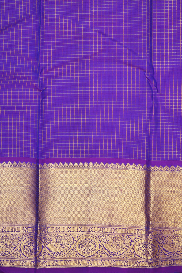 Kanchipuram Silk Saree In Royal Blue With Checks Design