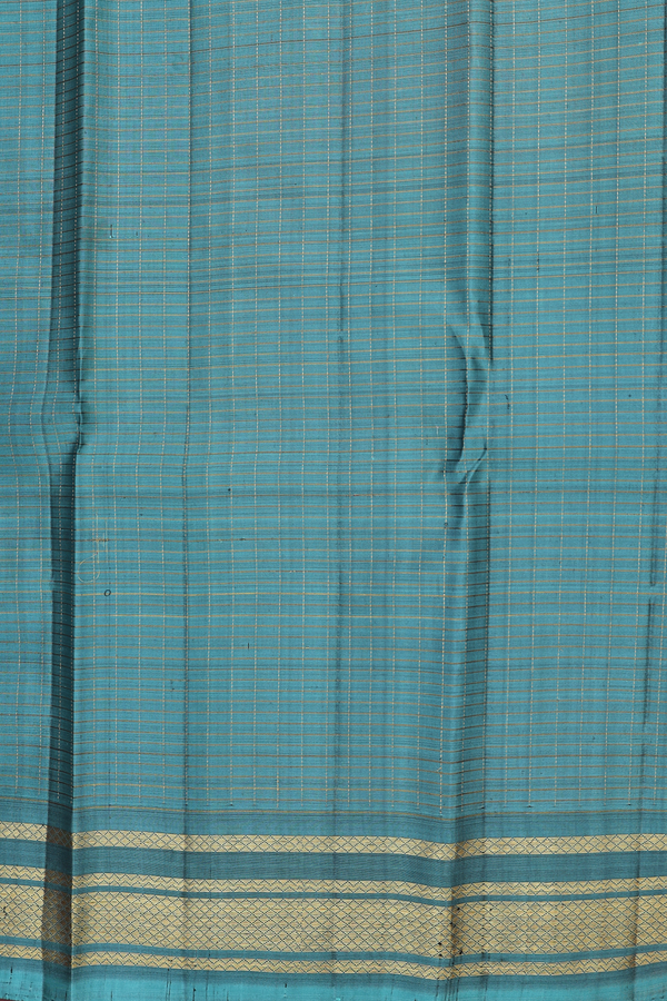 Kanchipuram Silk Saree In Royal Blue With Checks Design