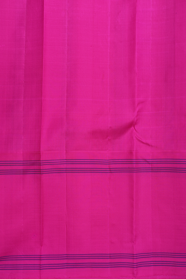 Kanchipuram Silk Saree In Royal Blue With Stripes Design