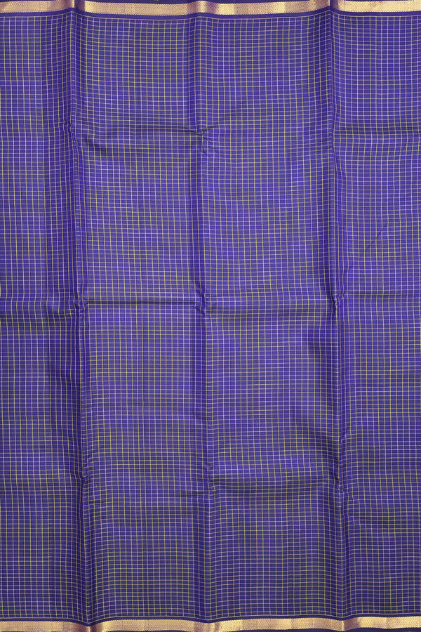 Kanchipuram Silk Saree In Royal Blue With Checks Design