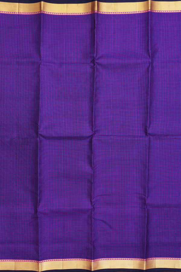 Kanchipuram Silk Saree In Royal Blue With Checks Design