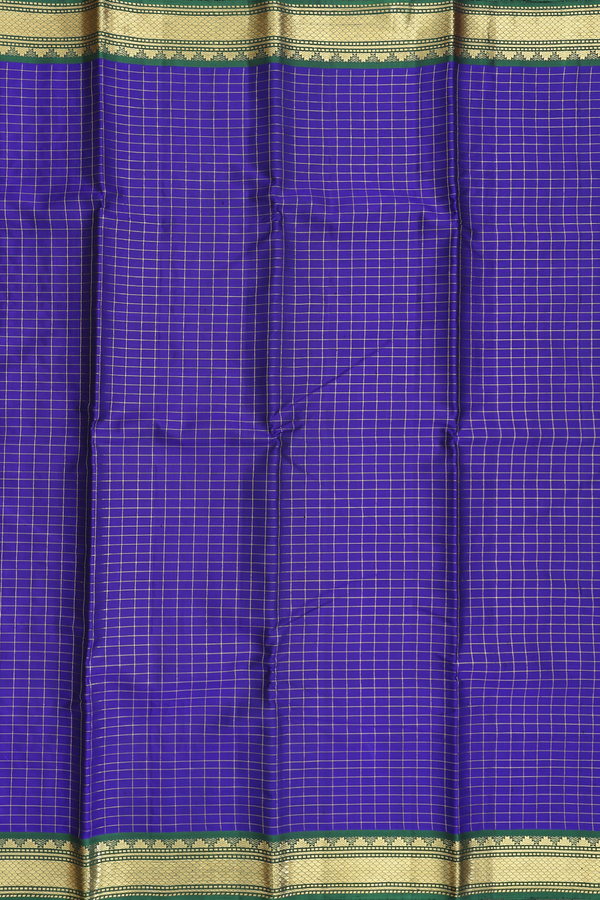 Kanchipuram Silk Saree In Royal Blue With Checks Design