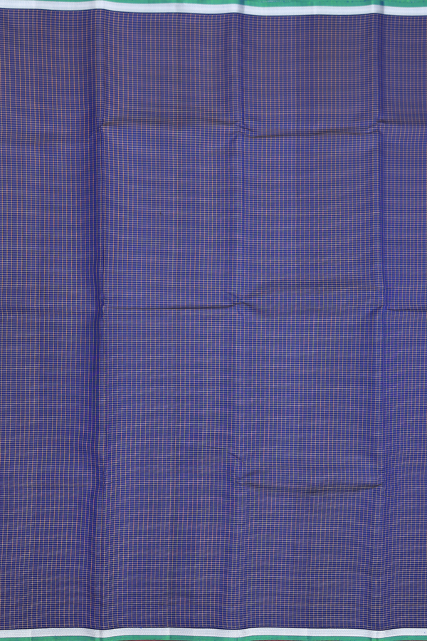 Kanchipuram Silk Saree In Royal Blue With Checks Design