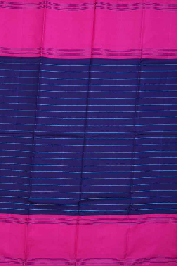 Kanchipuram Silk Saree In Royal Blue With Stripes Design