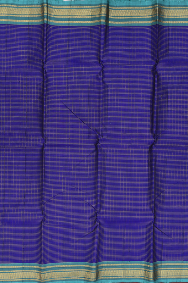 Kanchipuram Silk Saree In Royal Blue With Checks Design