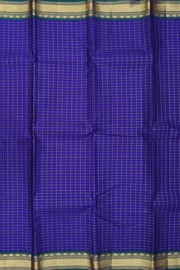 Kanchipuram Silk Saree In Royal Blue With Checks Design