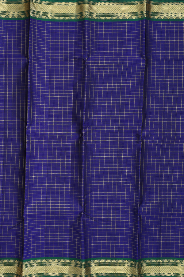 Kanchipuram Silk Saree In Royal Blue With Checks Design