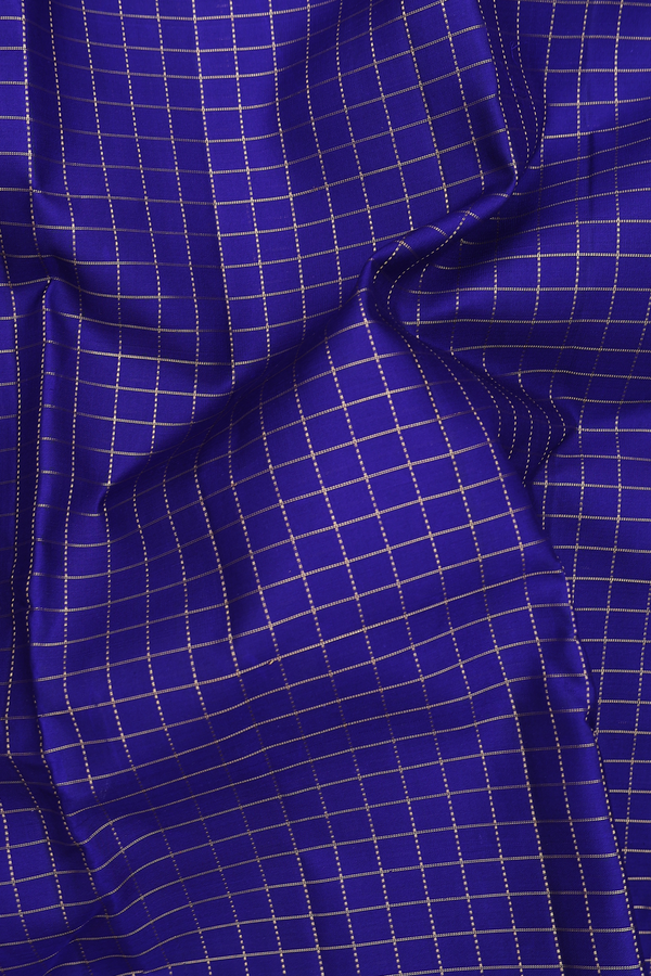 Kanchipuram Silk Saree In Royal Blue With Checks Design