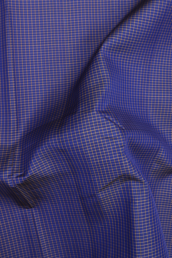 Kanchipuram Silk Saree In Royal Blue With Checks Design