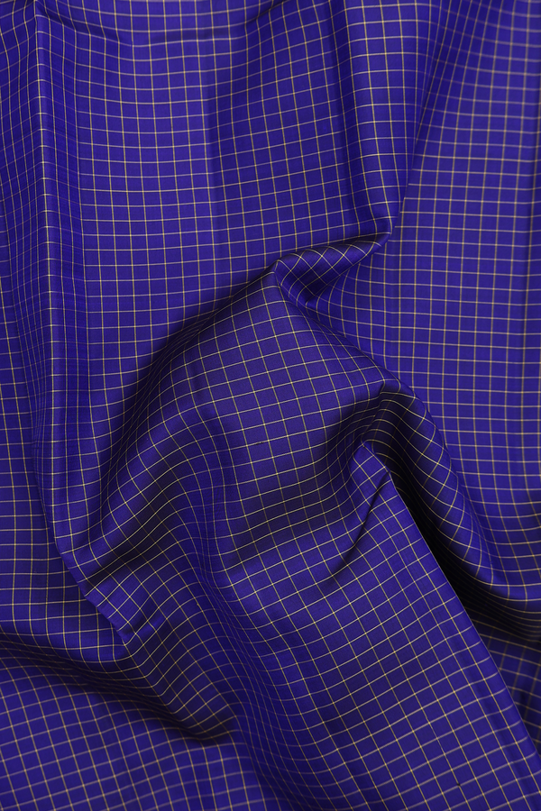 Kanchipuram Silk Saree In Royal Blue With Checks Design