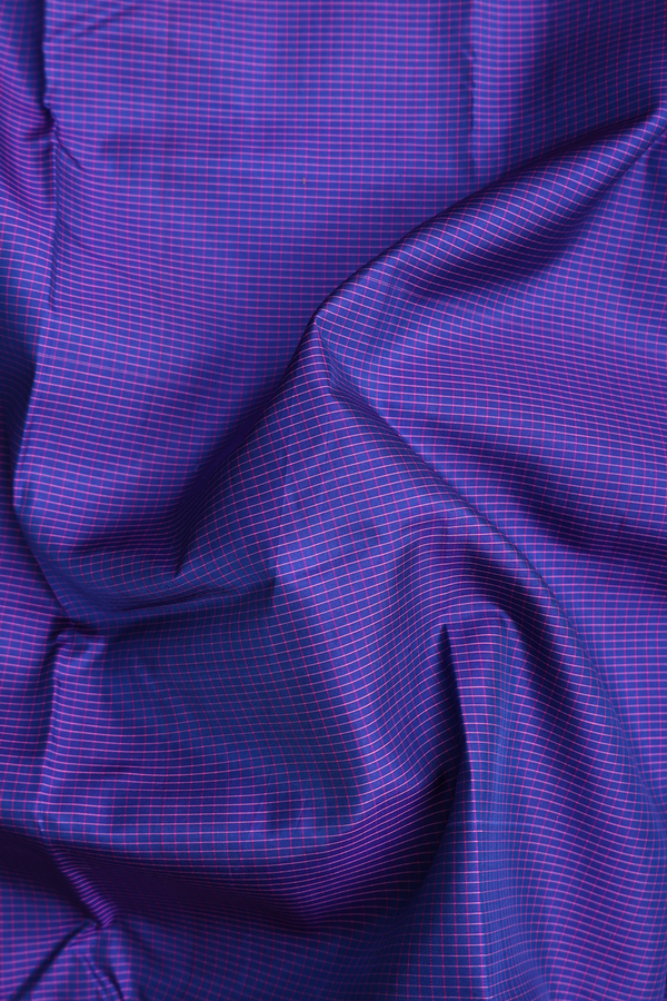 Kanchipuram Silk Saree In Royal Blue With Checks Design