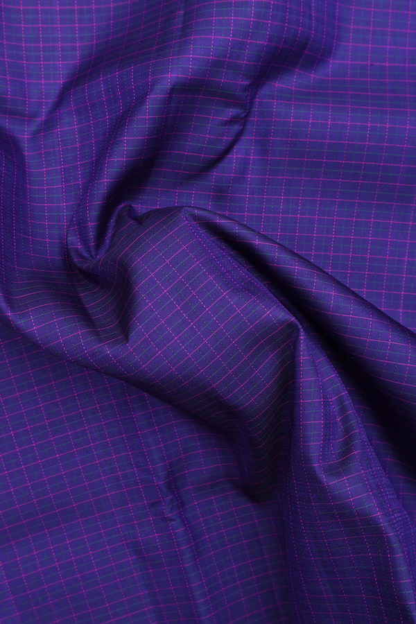 Kanchipuram Silk Saree In Royal Blue With Checks Design