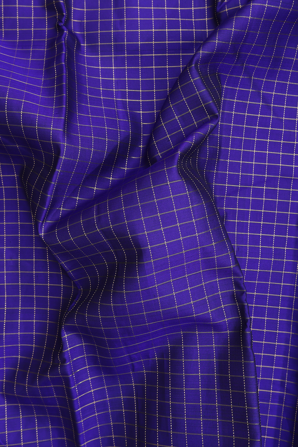 Kanchipuram Silk Saree In Royal Blue With Checks Design