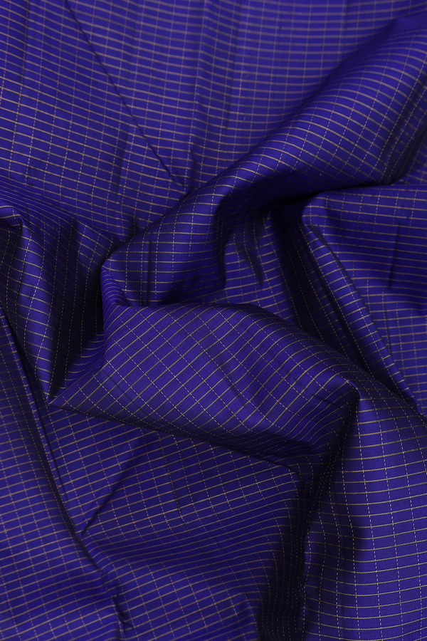 Kanchipuram Silk Saree In Royal Blue With Checks Design