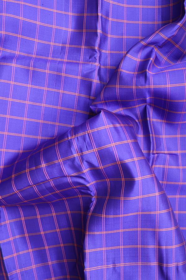 Kanchipuram Silk Saree In Royal Blue With Checks Design