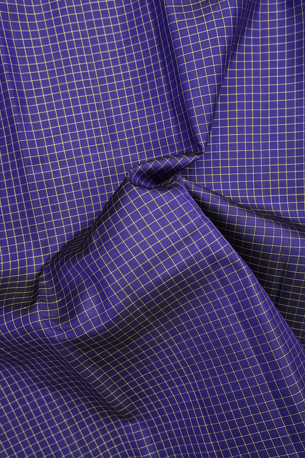 Kanchipuram Silk Saree In Royal Blue With Checks Design