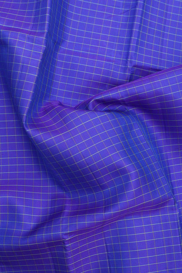 Kanchipuram Silk Saree In Royal Blue With Checks Design