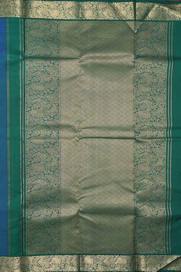 Kanchipuram Silk Saree In Royal Blue With Contrast Border