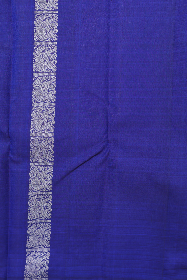 Kanchipuram Silk Saree In Royal Blue With Elephant Motifs