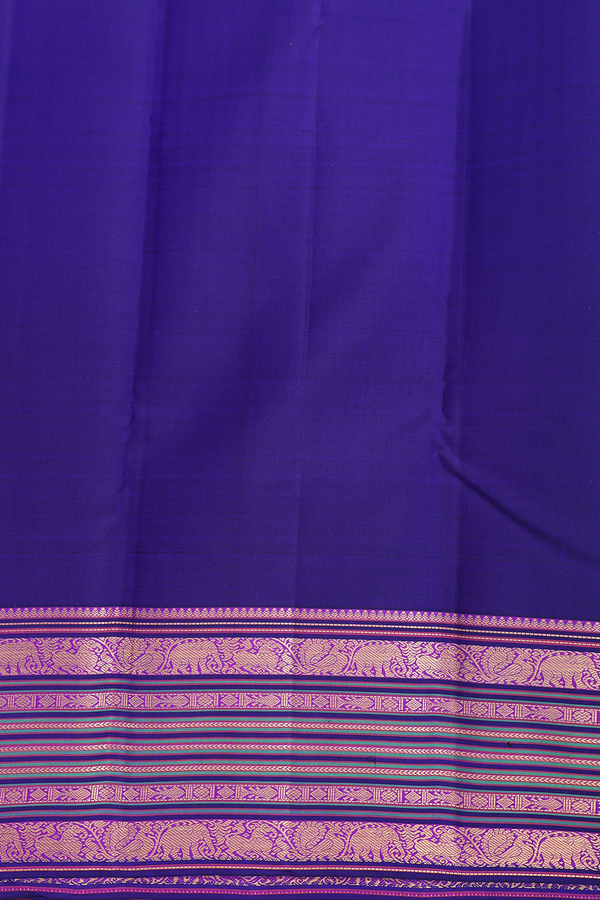 Kanchipuram Silk Saree In Royal Blue With Floral Buttas