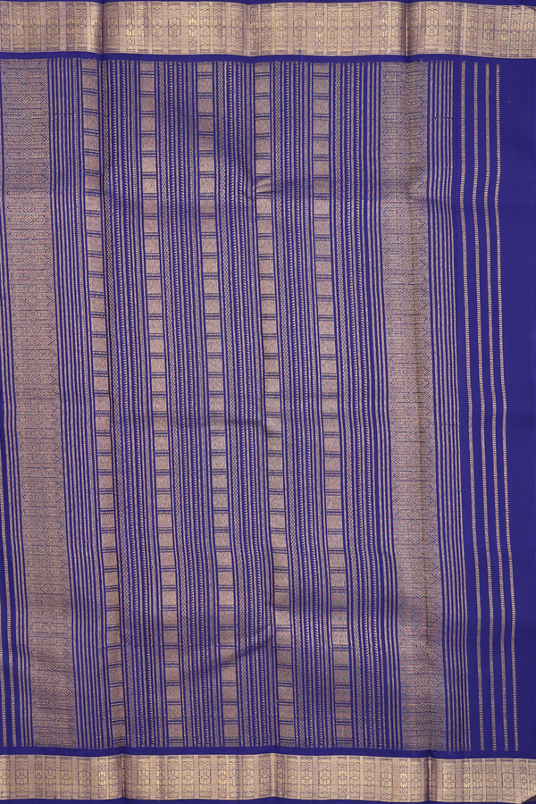 Kanchipuram Silk Saree In Royal Blue With Floral Buttis