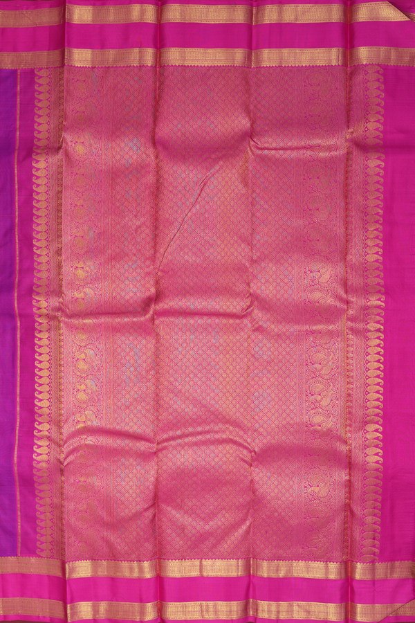 Kanchipuram Silk Saree In Royal Blue With Floral Buttis
