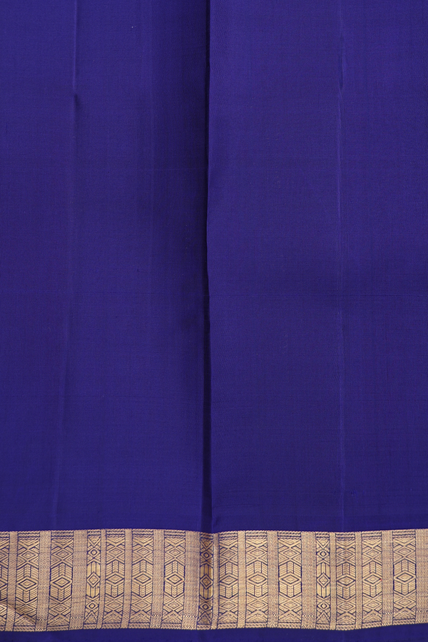 Kanchipuram Silk Saree In Royal Blue With Floral Buttis