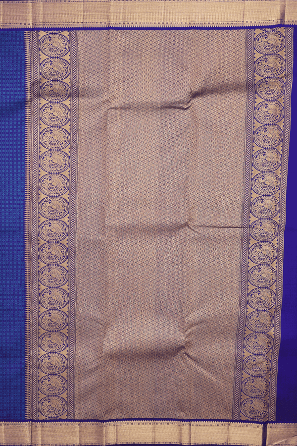 Kanchipuram Silk Saree In Royal Blue With Jacquard Design