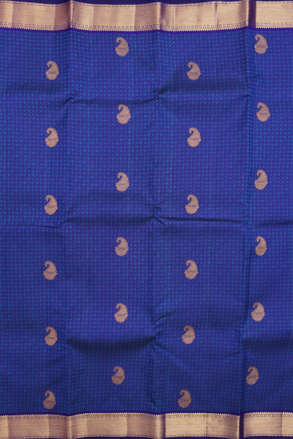 Kanchipuram Silk Saree In Royal Blue With Jacquard Design