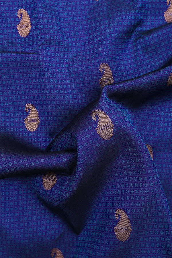 Kanchipuram Silk Saree In Royal Blue With Jacquard Design