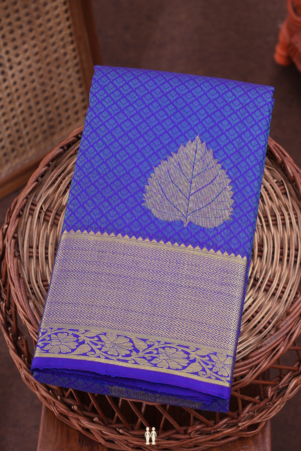 Kanchipuram Silk Saree In Royal Blue With Jacquard Pattern