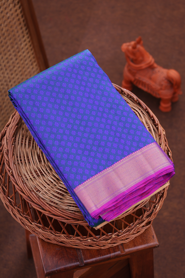 Kanchipuram Silk Saree In Royal Blue With Jacquard Pattern