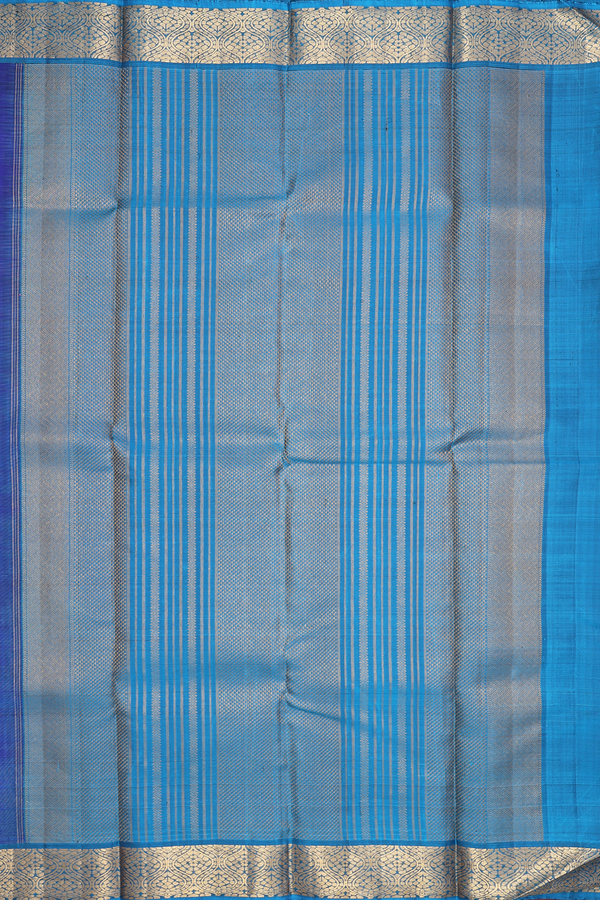 Kanchipuram Silk Saree In Royal Blue With Jacquard Pattern