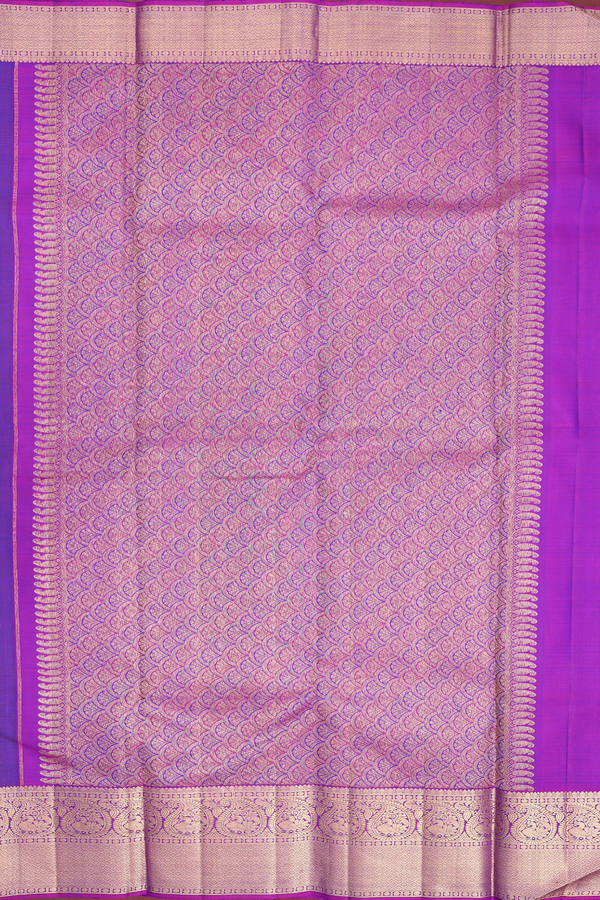 Kanchipuram Silk Saree In Royal Blue With Jacquard Pattern