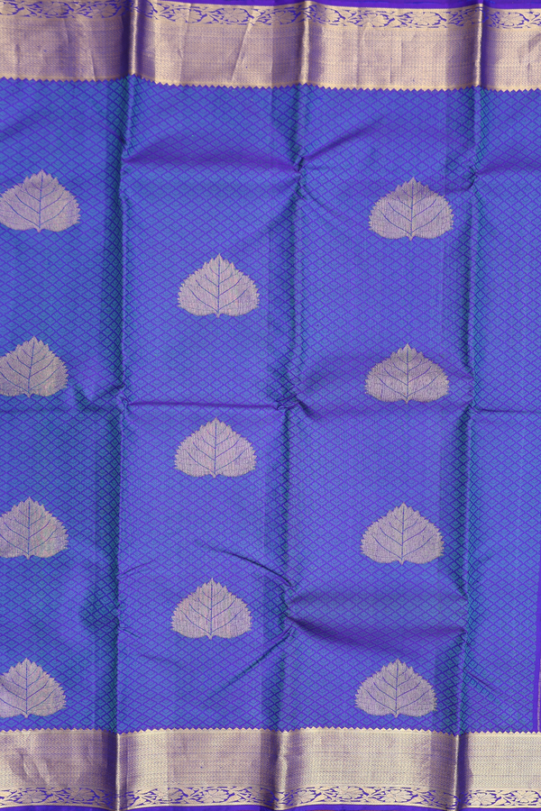 Kanchipuram Silk Saree In Royal Blue With Jacquard Pattern