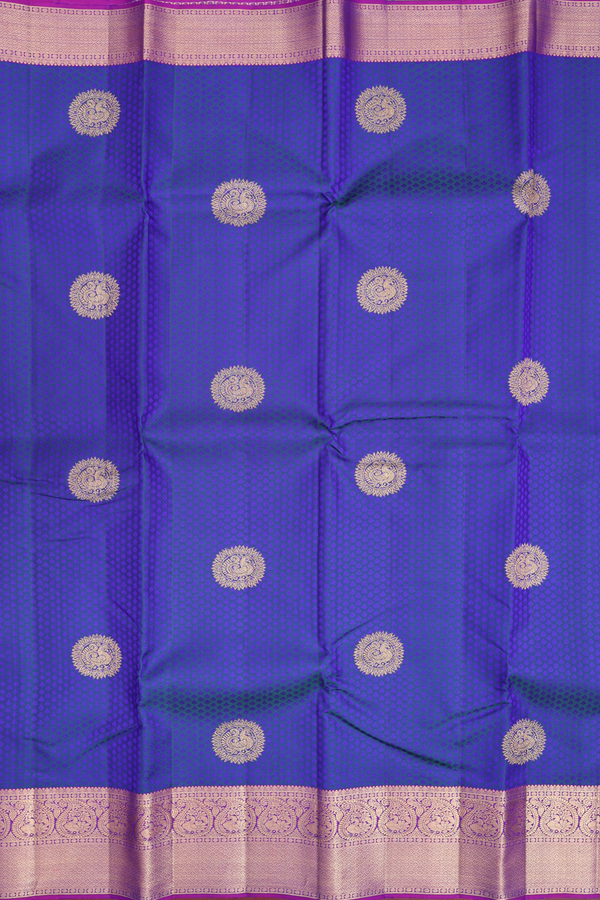 Kanchipuram Silk Saree In Royal Blue With Jacquard Pattern