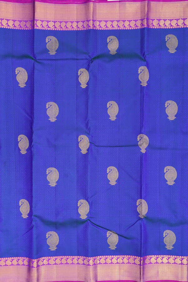 Kanchipuram Silk Saree In Royal Blue With Jacquard Pattern