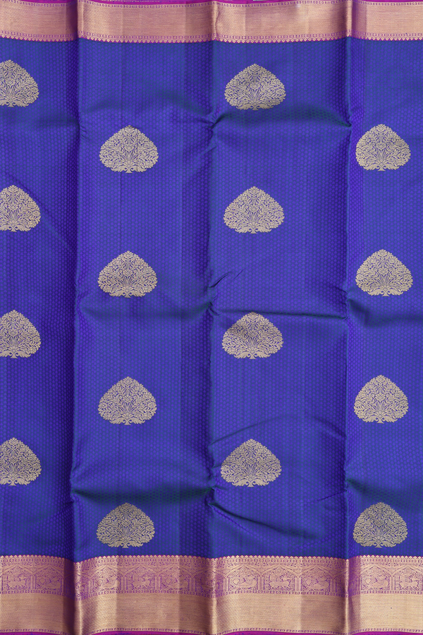 Kanchipuram Silk Saree In Royal Blue With Jacquard Pattern