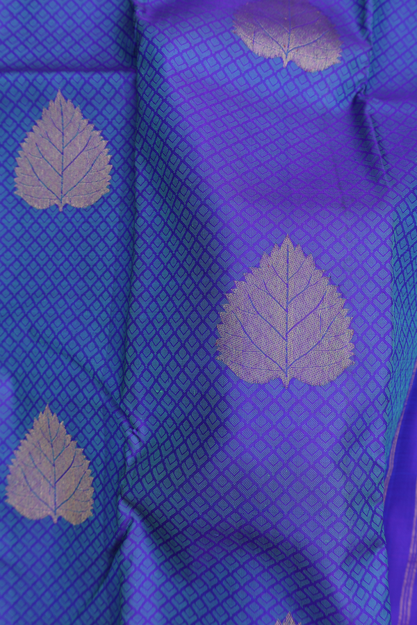 Kanchipuram Silk Saree In Royal Blue With Jacquard Pattern