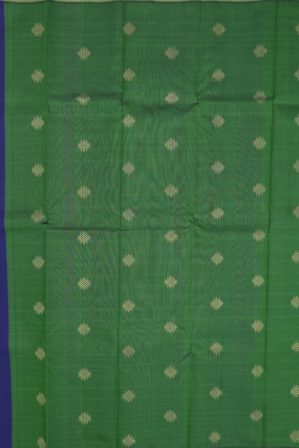Kanchipuram Silk Saree In Royal Blue With Kolam Motifs