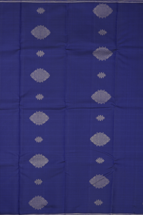 Kanchipuram Silk Saree In Royal Blue With Kolam Motifs