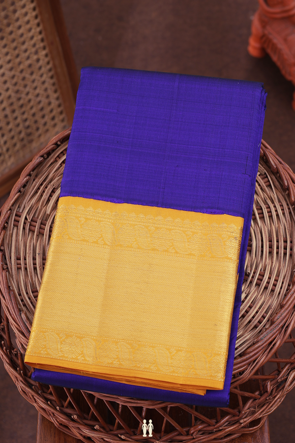 Kanchipuram Silk Saree In Royal Blue With Korvai Border