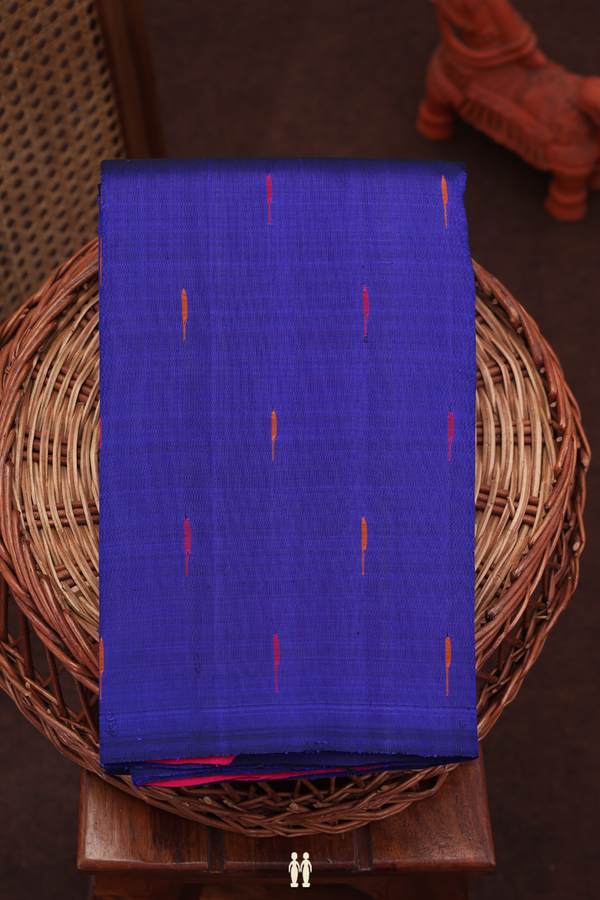 Kanchipuram Silk Saree In Royal Blue With Malli Moggu Buttas