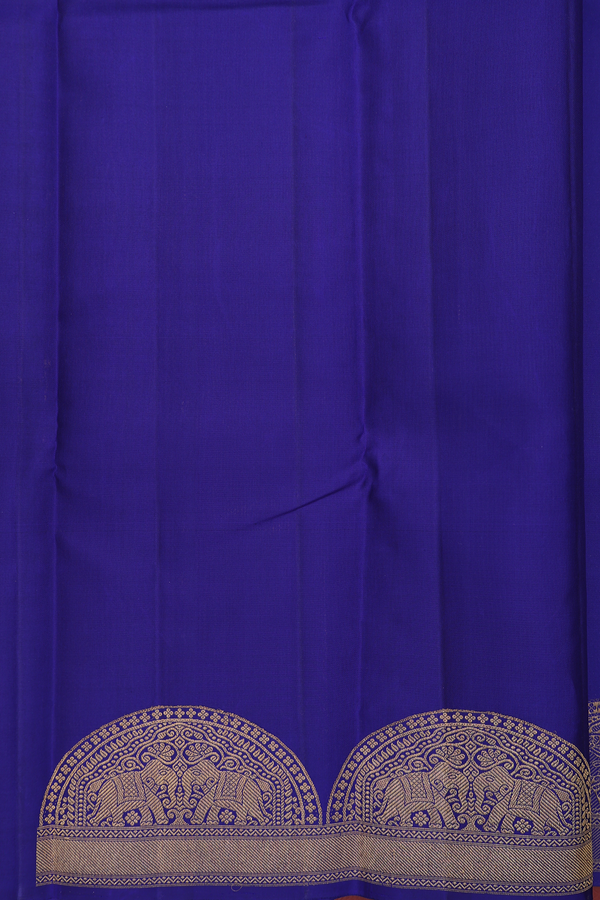 Kanchipuram Silk Saree In Royal Blue With Paisley Buttas