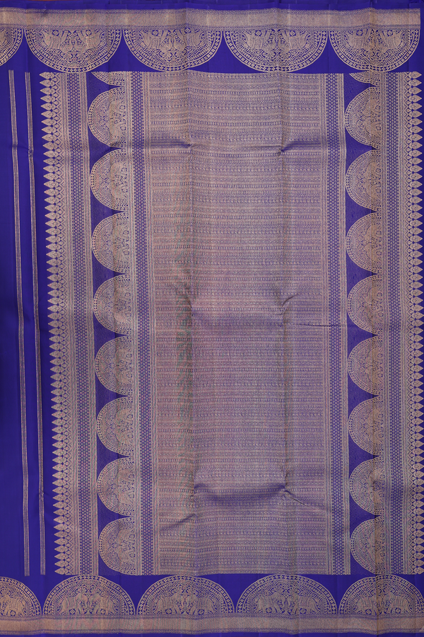 Kanchipuram Silk Saree In Royal Blue With Paisley Buttas