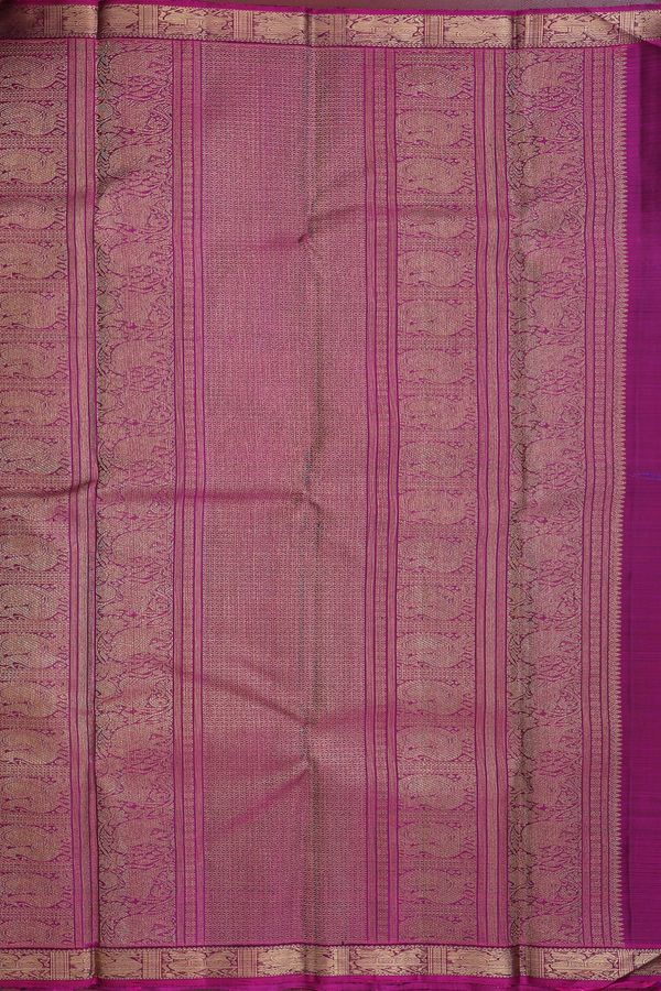 Kanchipuram Silk Saree In Royal Blue With Peacock Buttas